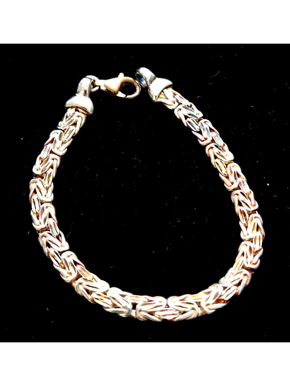 ALF 925 Sterling Silver Reversible Byzantine Bracelet 7-1/4" India Vintage QVC